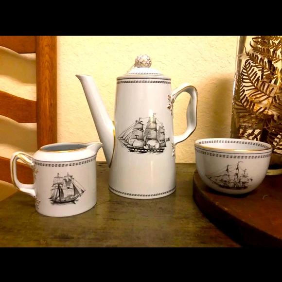 Spode Other - Vintage Copeland Spode Black Tradewinds 3 Set